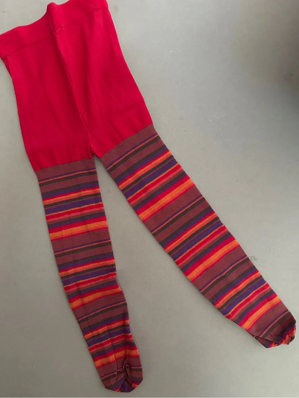 NEW Vintage Striped Red Multicolor Tights Kids 70s style Colorful READ DESCRIP